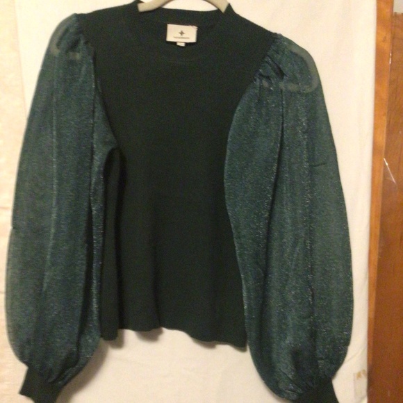 Betsy sheer balloon sleeve knit blouse by TUCKERNUCK SZ L - Picture 3 of 9